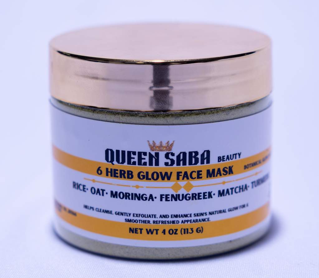 6 Herbal Glow Face Mask Powder, 4 oz Rice, Oat, Moringa, Fenugreek, Matcha & Turmeric,